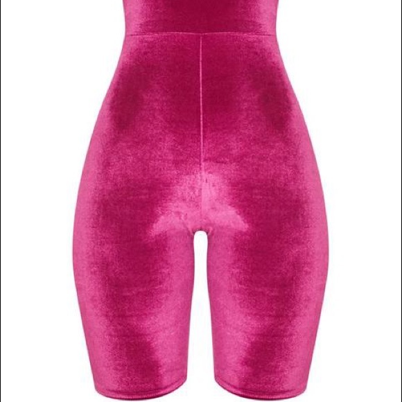 Pretty Little Thing - Hot Pink Velvet Unitard - Picture 3 of 14